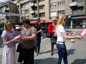 Ulična akcija – Informisanje javnosti o radu SOS telefona i postupanjima institucija u situaciji nasilja u porodici